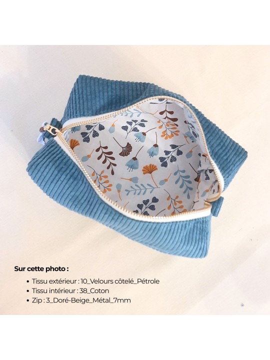 Trousse 2 : Bleu pétrole fleurie