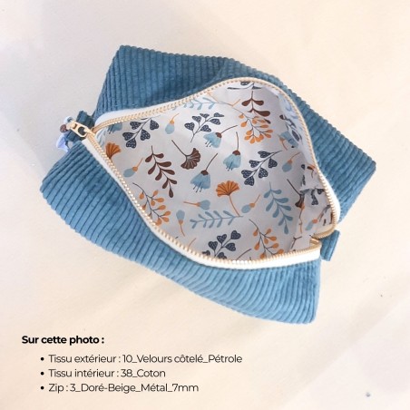 Trousse 2 : Bleu pétrole fleurie